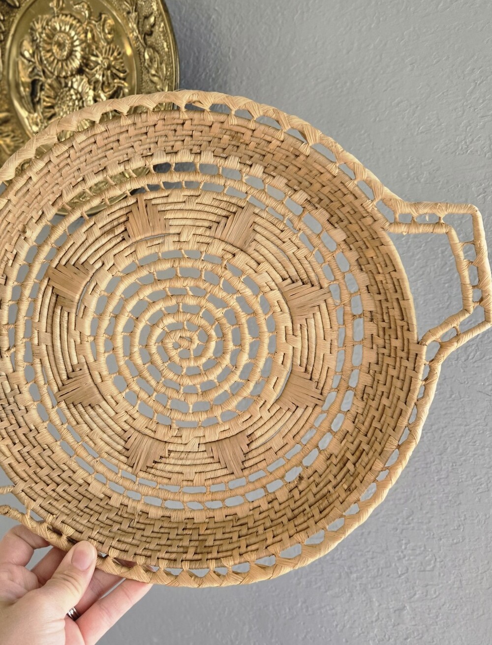 Woven Straw Sun Basket with Handles